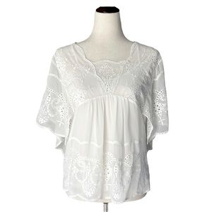 Sheer Ivory Eyelet Blouse x-sm, WORN ONCE!